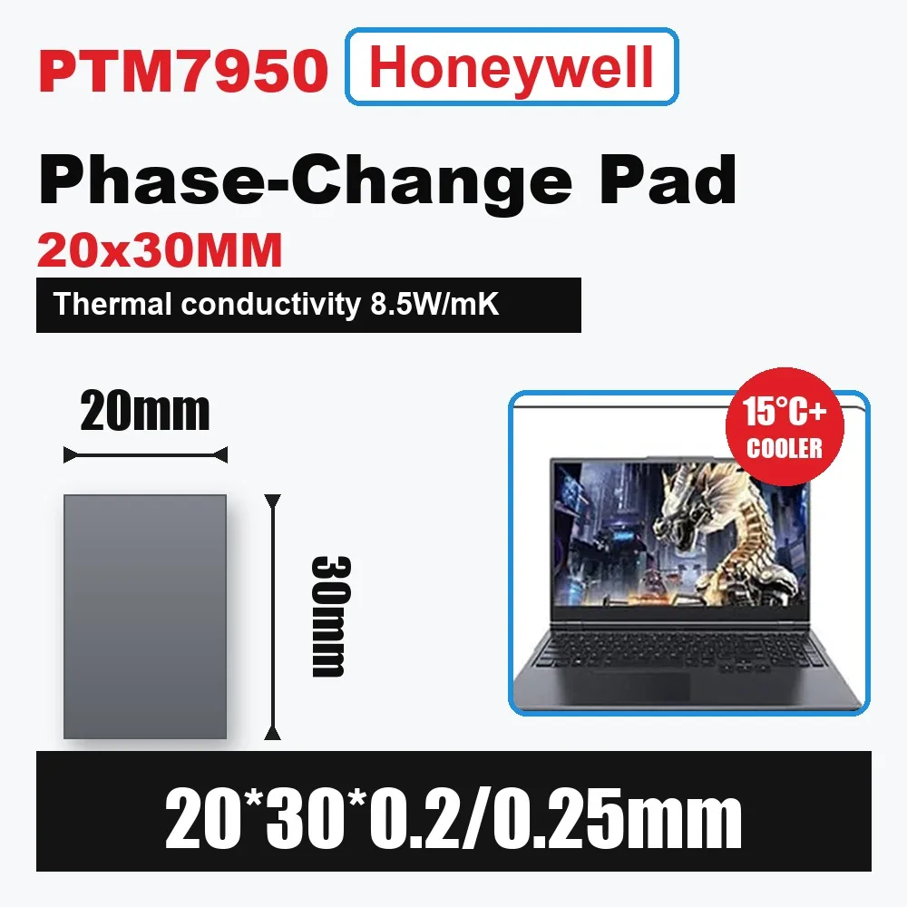 Honeywell PTM7950 0.25mm Phase Change Pad 8.5W Processor Thermal Pad Laptop/CPU/GPU Heatsink 40x40 20x30 Thermal Paste Grease