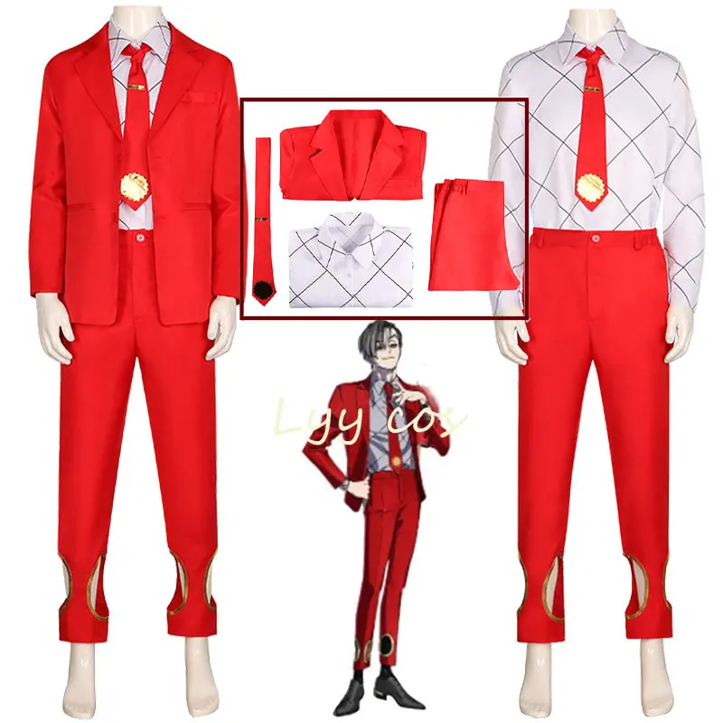 

Chris Cosplay Anime HIGH Cosplay CARD Men Red Suit Shirt Pants Outfits Halloween Carnival Party Suit For Adult Men Clothes