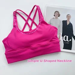 Solid Color Fitness Women Sport Bra Gym Yoga bra Athletic Cross Tight Top Workout Train With Chest Pad High quality shockproof