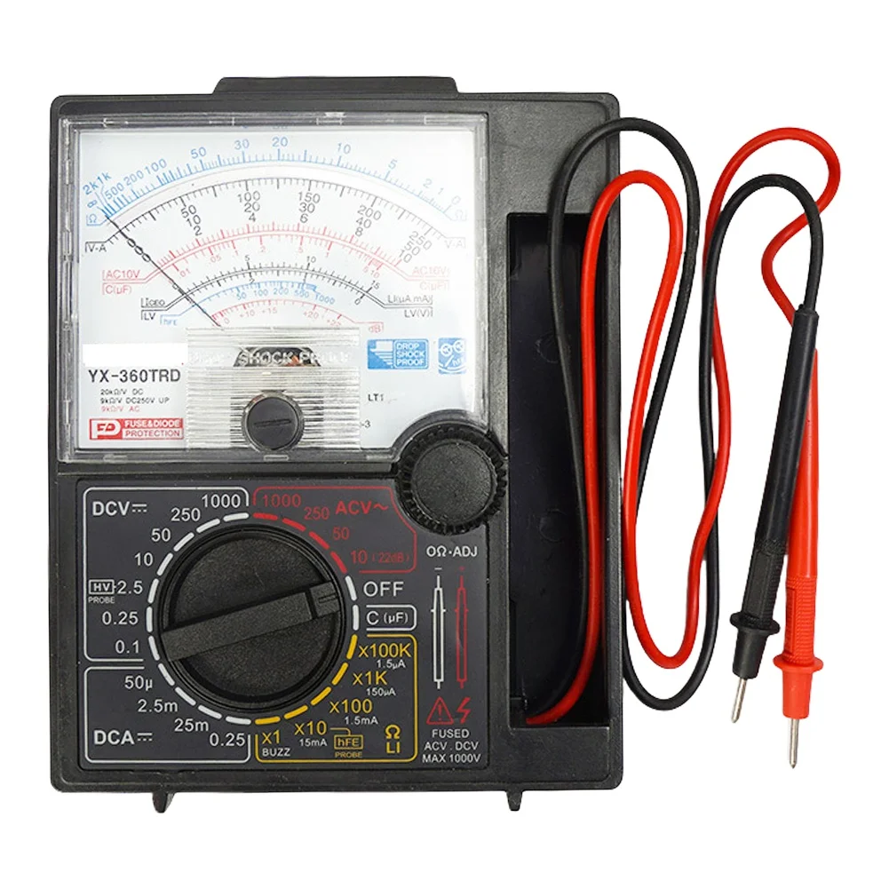 A48U Analog Multimeter Tester Test Pen Voltage Current Tester DC 1000V Handheld Pointer Analog Meter Multimeter