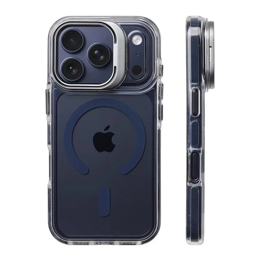 Przezroczyste etui z magnetycznym uchwytem i podstawką do iPhone 18, 17 Pro Max, 17 Air, 16, 15, 14, 13, 12 – odporne na wstrząsy, z ochroną aparatu. — zdjęcie produktu 2