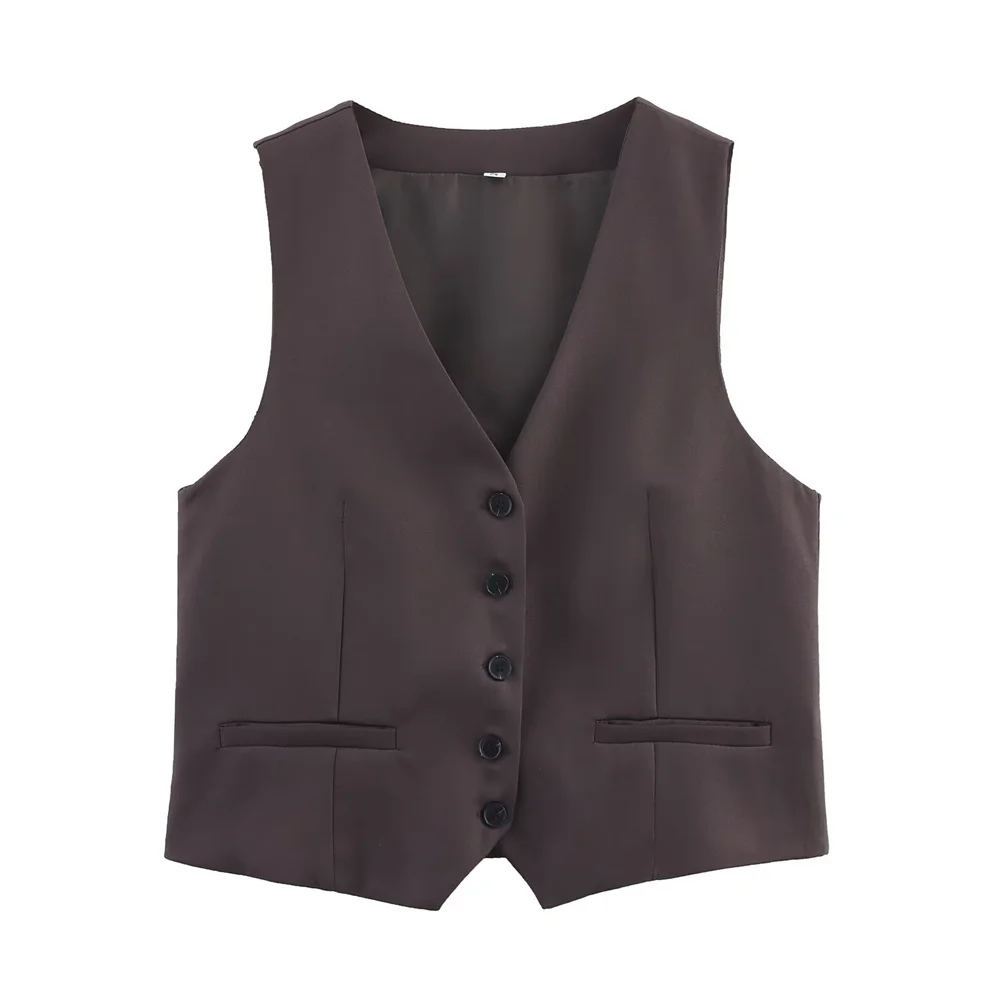 Taop&Za の夏の新作婦人服ファッション気質 V ネックストラップ装飾ベストトップハイウエストワイドプリーツスカートパンツ