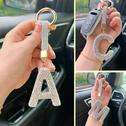 Sparkling Rhinestone Letter Keychain-Lucky Crystal Pendant,Car Keychain Pendant,Car Key Decorative Items,Shiny Alloy Charm Bags