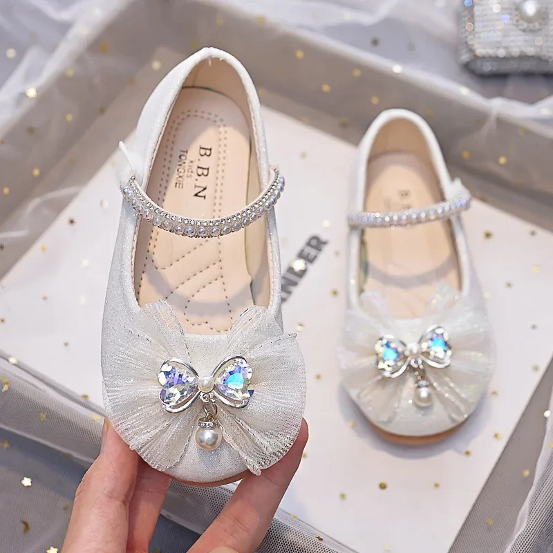 Shoes for Party Wedding Shows Flats Kids Casual Girls Mary Janes New Children Soft Princess Crystal Leather Shoes