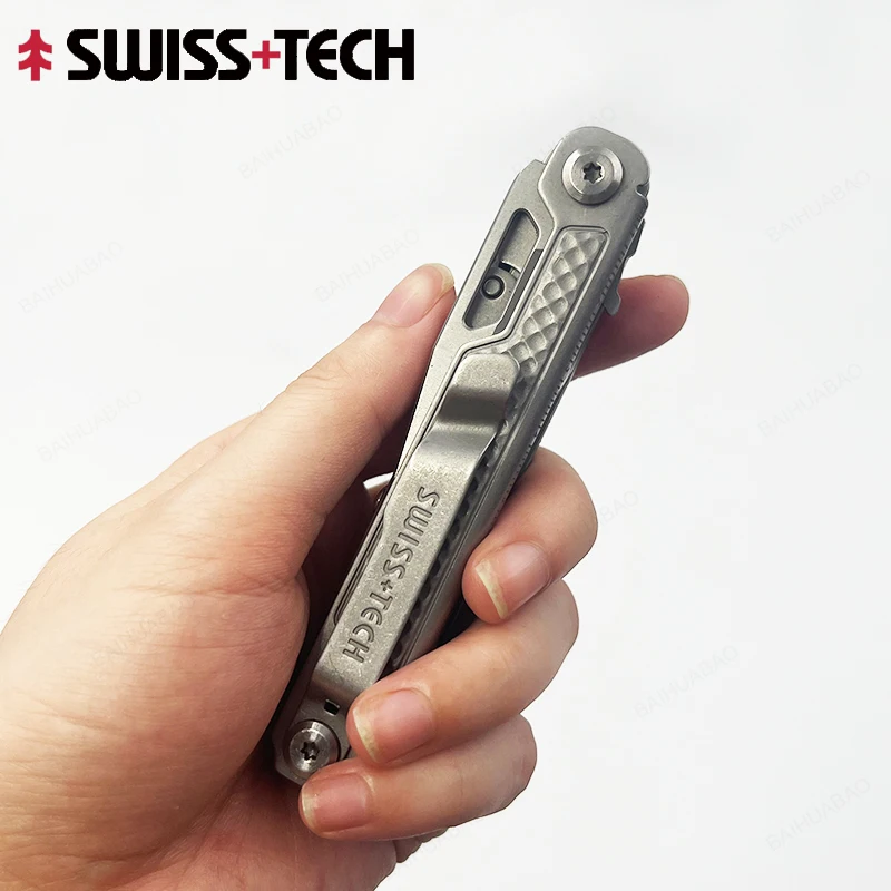 SWISS TECH 11 in 1 Mini Multitool Knife Folding EDC Outdoor Camping Survival Tools Scissors Screwdriver Multi Tool with Clip
