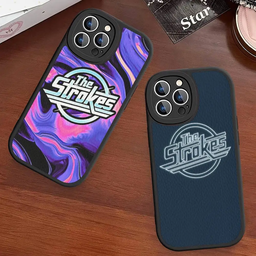 

1pc Rock Band The S-Strokes Leather Phone Case For IPhone 16 15 14 13 12 11 Pro Max Plus Shockproof Cover