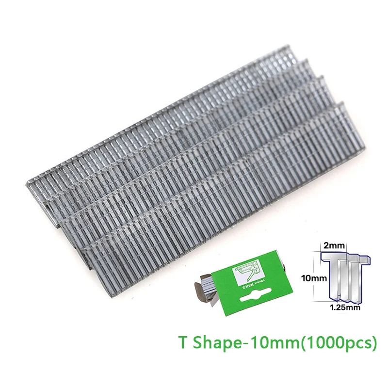 1000Pcs 8mm 10mm 12mm U/ Door /T Shaped Nail Shaped Stapler Metal Nails For Furniture Upholstery Staple Gun Woodworking Tool