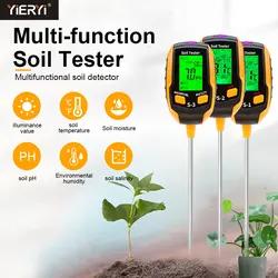 4/5/6 in 1 Soil Tester PH/Moisture/Sunlight/Temp Multifunction Soil pH Meter High Accuracy Sensor for Outdoor Planting Gardening