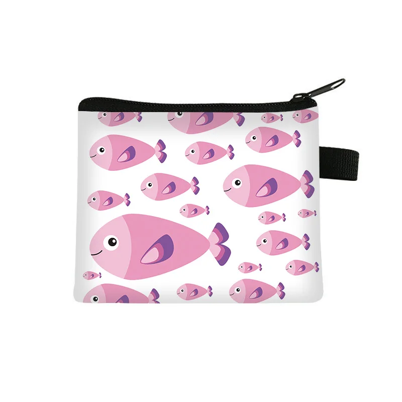 

Marine Life-themed Student Coin Purse Cute Cartoon Mini Headphone Case With Zipper Card Wallet Leather Wallet Cardholder Bag