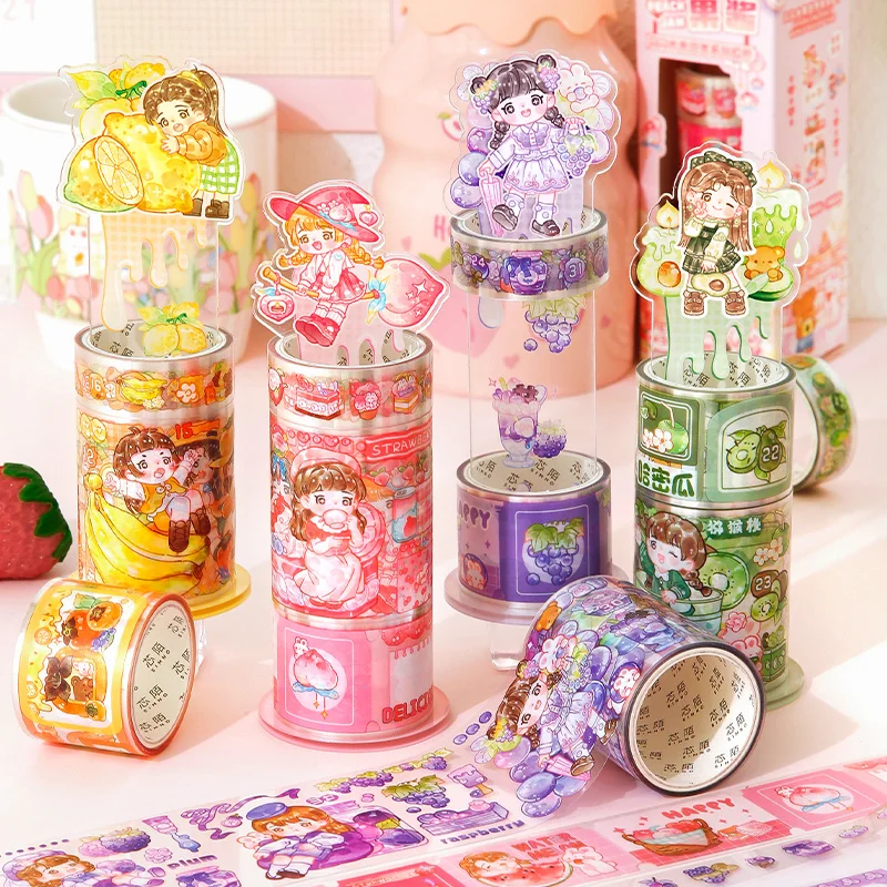 4packs/12PCS Peach Jam series cute lovely decorative pet tapes