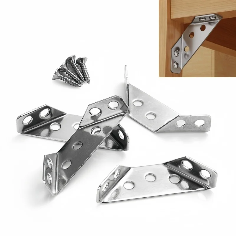 Stainless Steel 90° Corner Bracket for Bed/Table Reinforcement - Triangular Support Connector