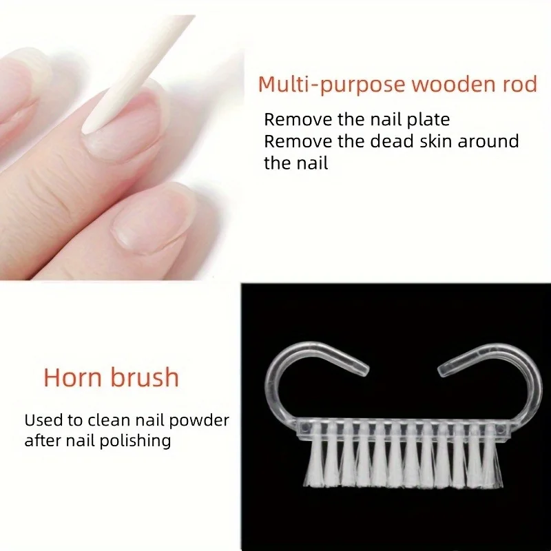 5PCS Mini Nail Files Set Disposable Wooden Sticks Portable Manicure Tools for DIY Nail Art Care Home Use Cleaning Kit