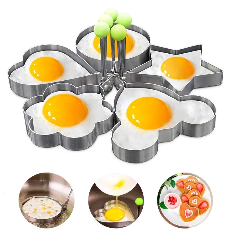 Stainless Steel Egg Frying Machine Heart Shaped Breakfast Fried Egg Pancake Shaper Omelette Mold Baking Model Kitchen Gadgets