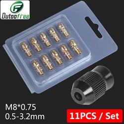 11 pz/lotto Mini trapano mandrino pinza in ottone per utensile rotante Dremel 0.5-3.2mm ottone e dado per Set di accessori Dremel