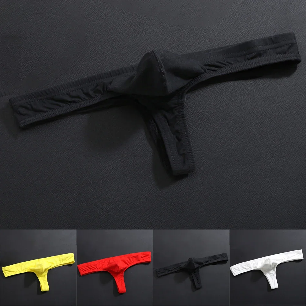 New Men\'s Sexy Pure Cotton Breathable Thong Underwear Low Waist Elastic G-String T-Back Briefs Pouch Bulge Male Thongs Panties