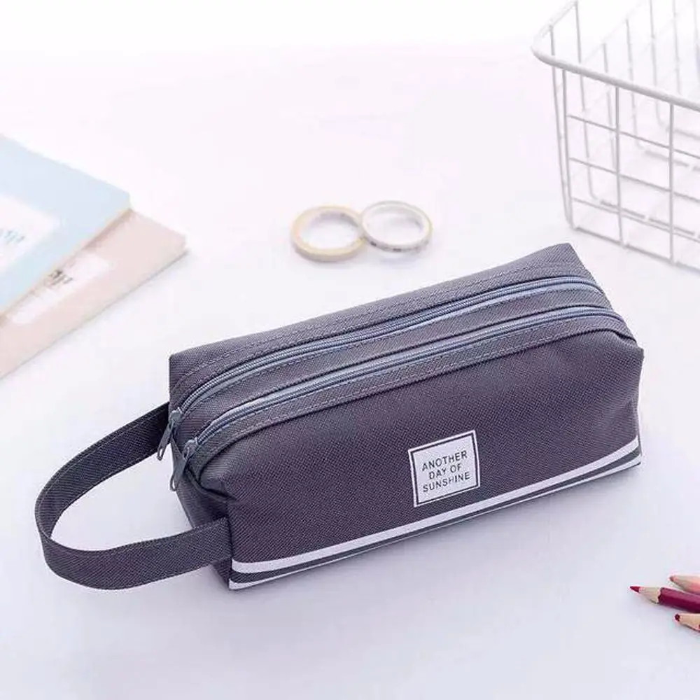 

Student Portable School Stationery High Capacity Big Candy color Pen Case Pencil Case Double layer Pen Bag