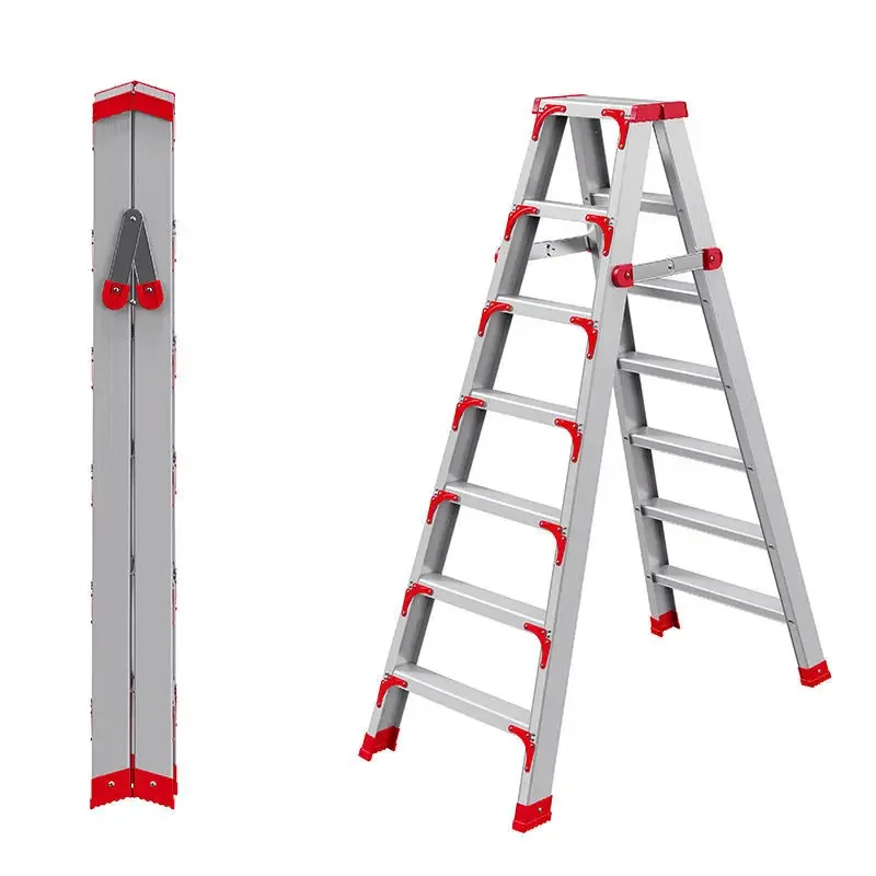 Folding Aluminium Ladders Herringbone Household Telescopic Lifting Indoor Multifunctional Thickening Double Side Stairs