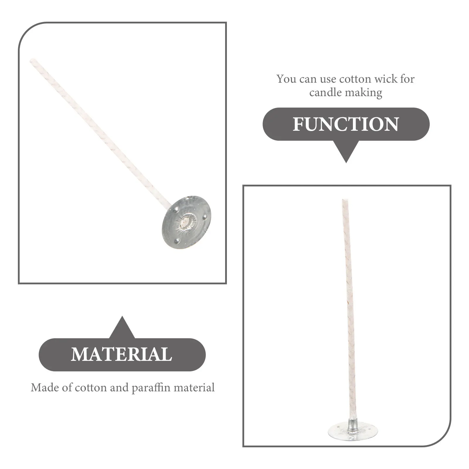 

10Pcs Cotton Wicks for Making Scented DIY Wicks Metal Base Compatible with Soy Wax Paraffin Wax Burning