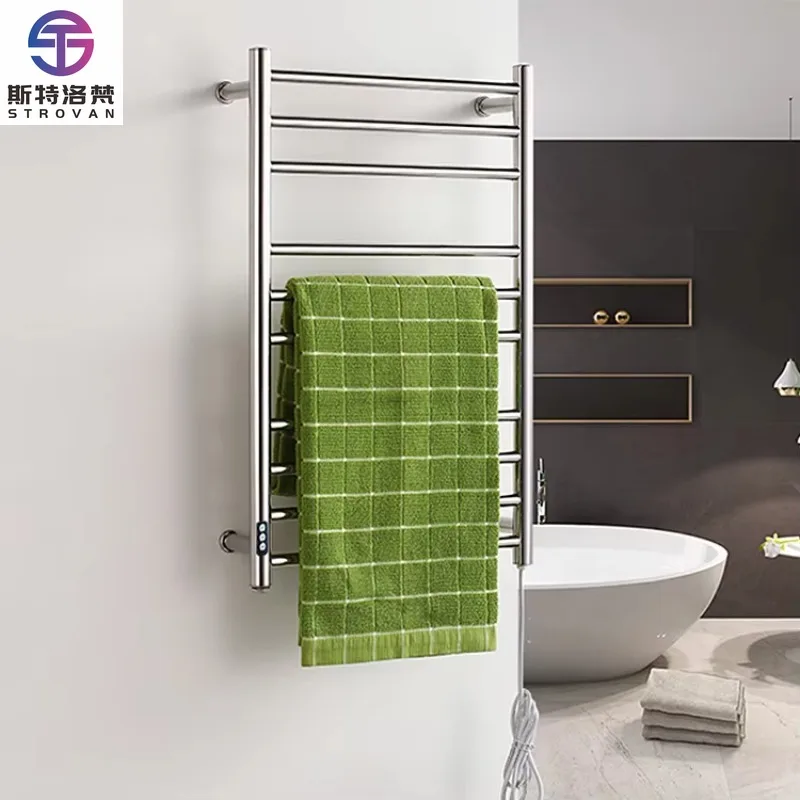 الكهربائية الفولاذ المقاوم للصدأ الكروم الحمام ساخنة قضيب تعليق المناشف المبرد مع الموقت