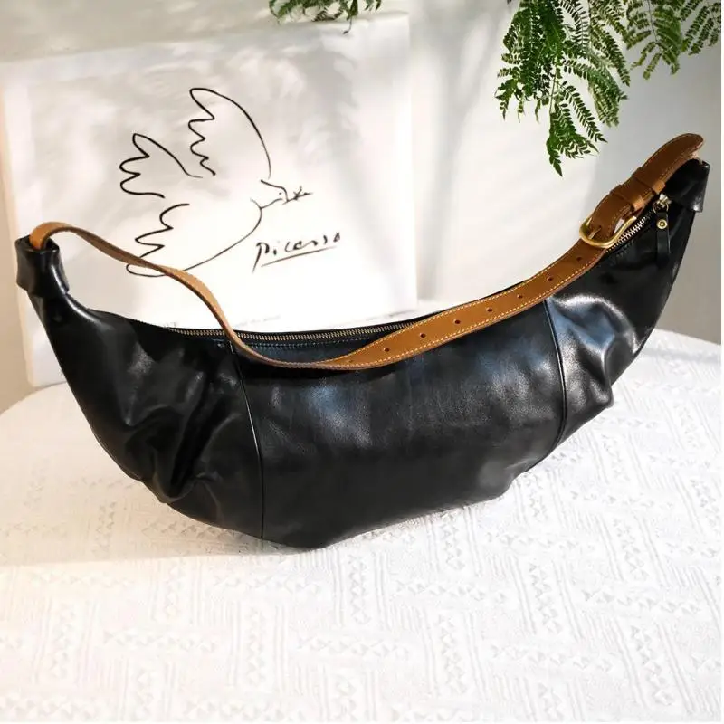 organizers designers handmade genuine leather women's shoulder bag fashion outdoor light real cow leather ladies underarm bag