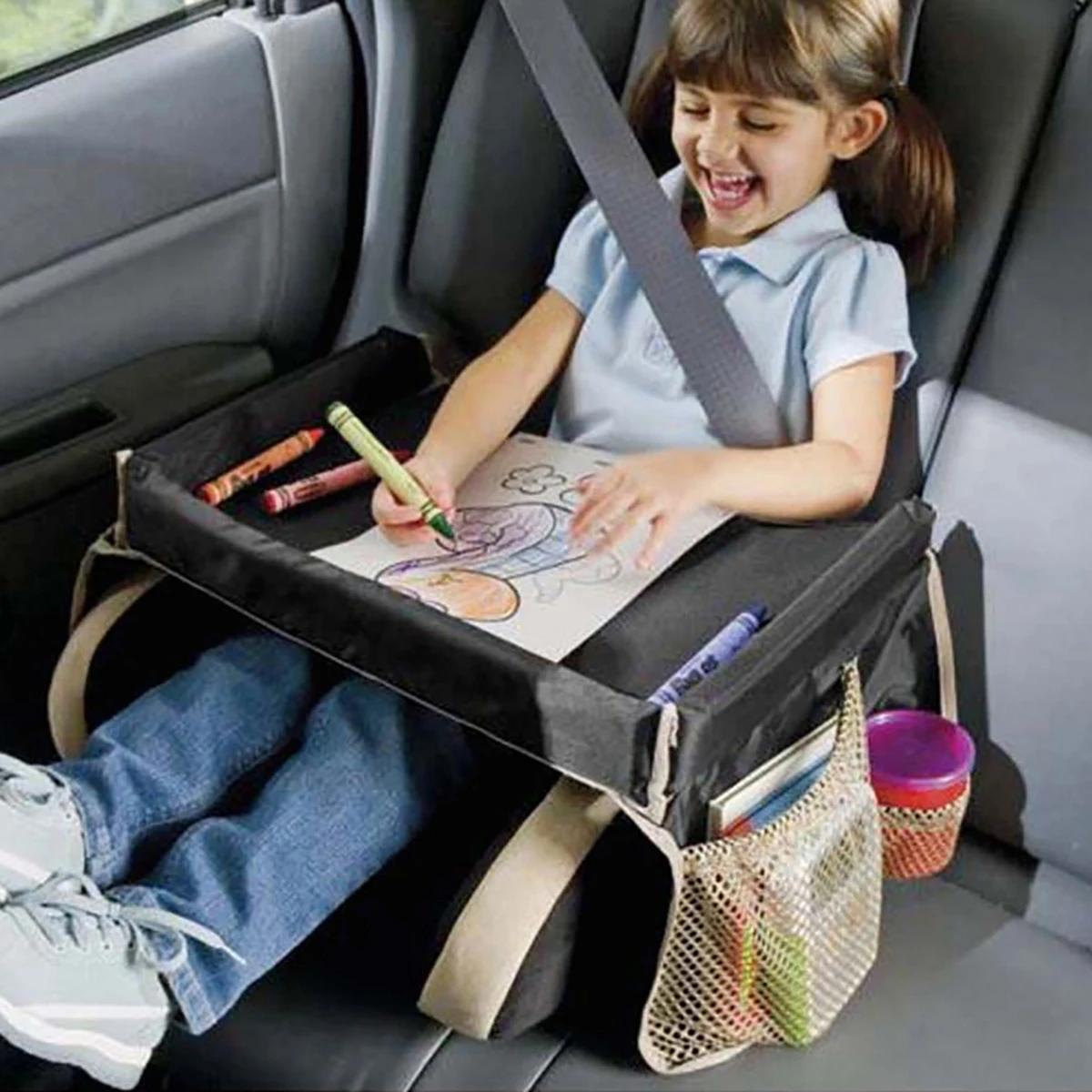 1pc Car home children's toy storage table drawing board safety seat tray tray beverage rack chair back storage bag waterproof