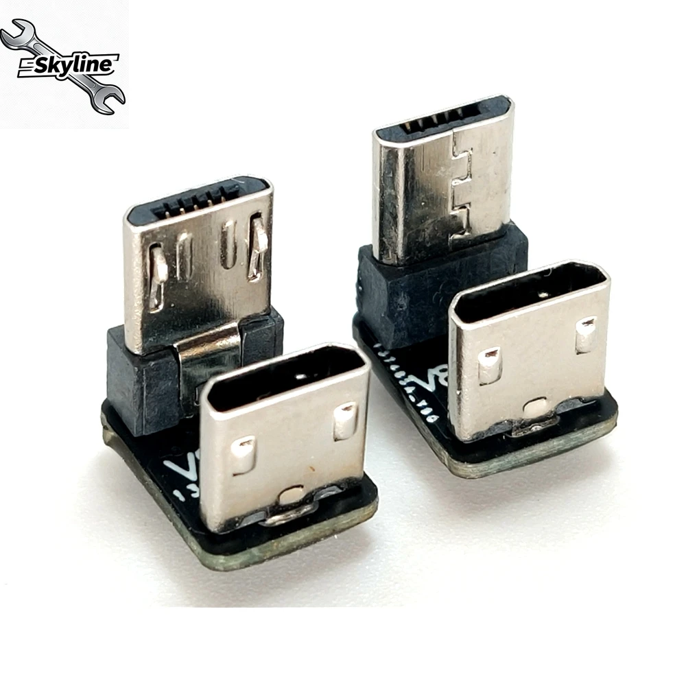90 Degree Up and Down Angle 5 Pin Female to  Male Data  Adapter Male Micro