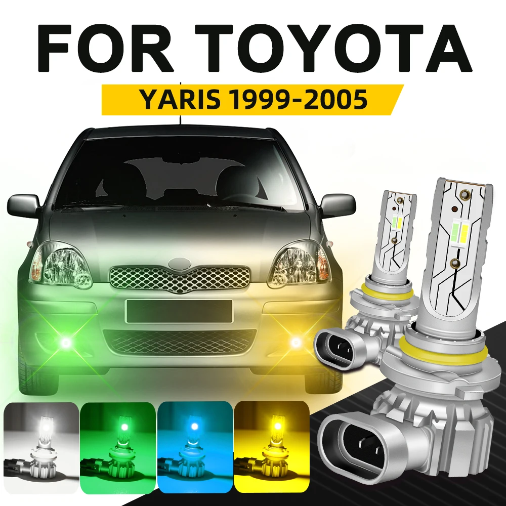 LED Front Fog Lights Bulb For Toyota Yaris Vitz P1 Verso Fun Cargo P2 1999-2005 2004 2003 2002 2001 Car LED Fog Lamp Dual Color