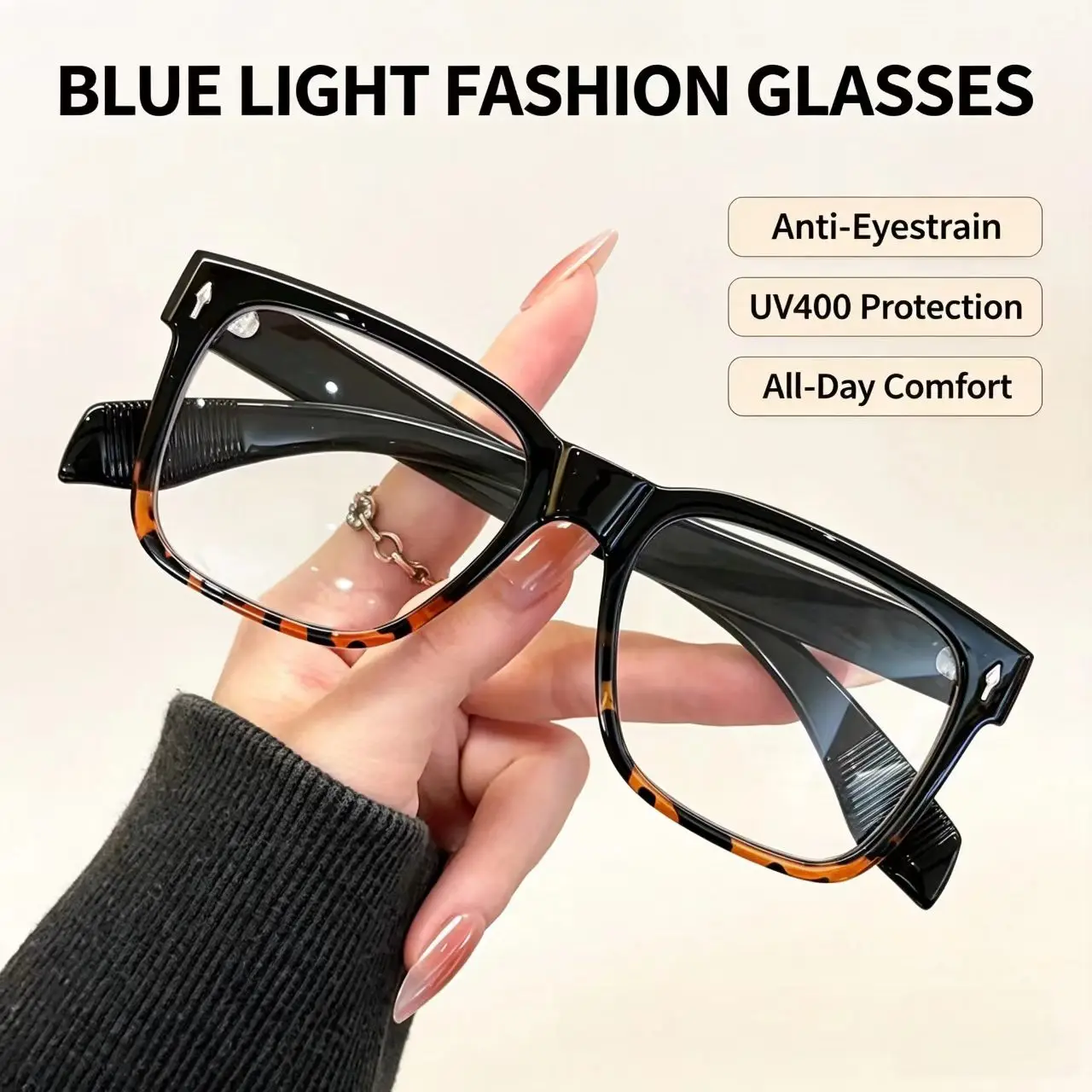 26New Fashion Square Anti‑Blue‑Light Reading Glasses Retro Tortoise Frame Presbyopia Eyewear Reduce Eye Strain For Daily Reading