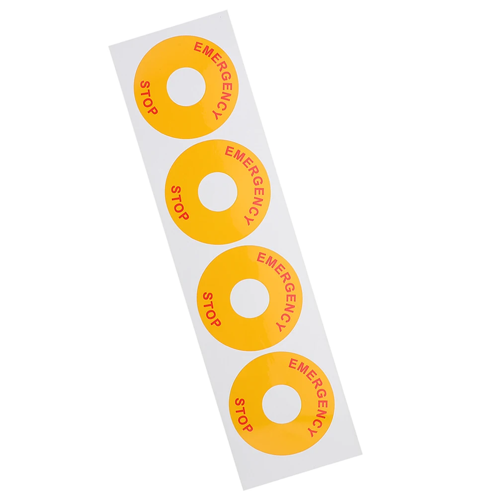 4pcs Emergency Stop Sign Stickers Strong Adhesive Warning Label Decals For Machinery Equipment Stop Caution Sticker
