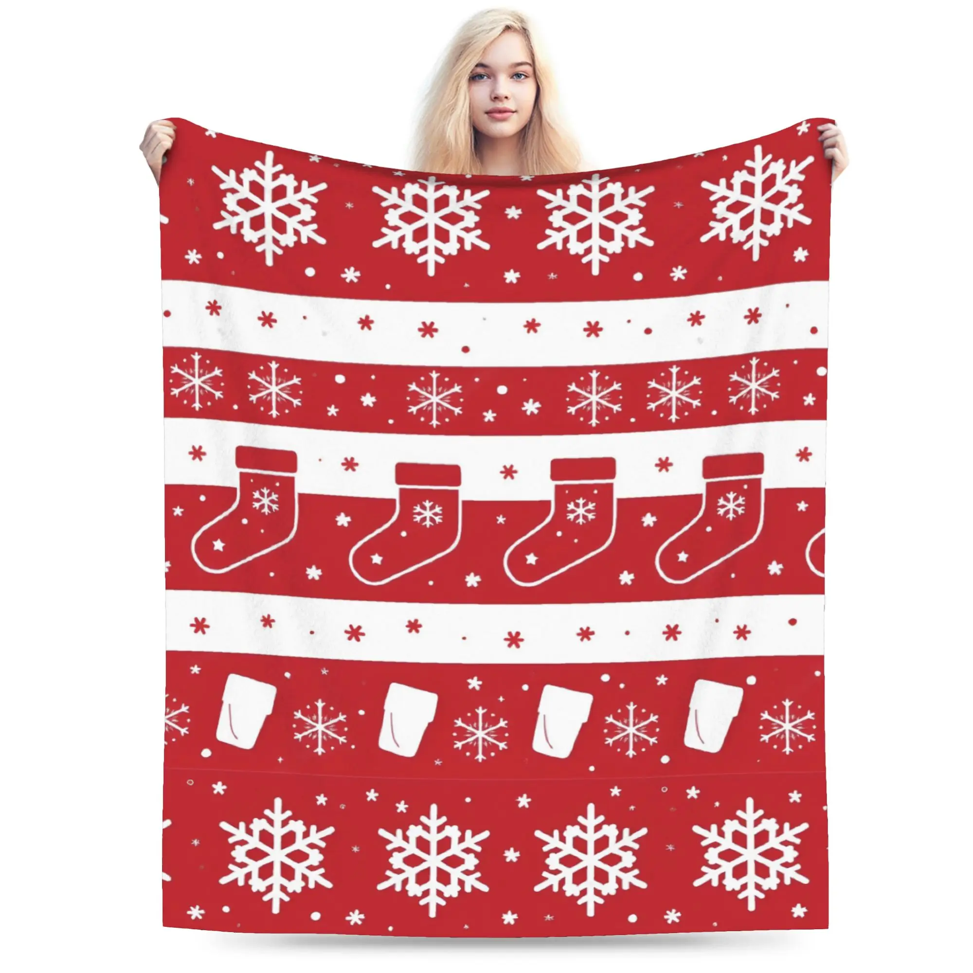 New Arrival winter snowflakes christmas santa claus checkered snow Blankets Super Soft Fleece  Relax Throw Blankets Machine
