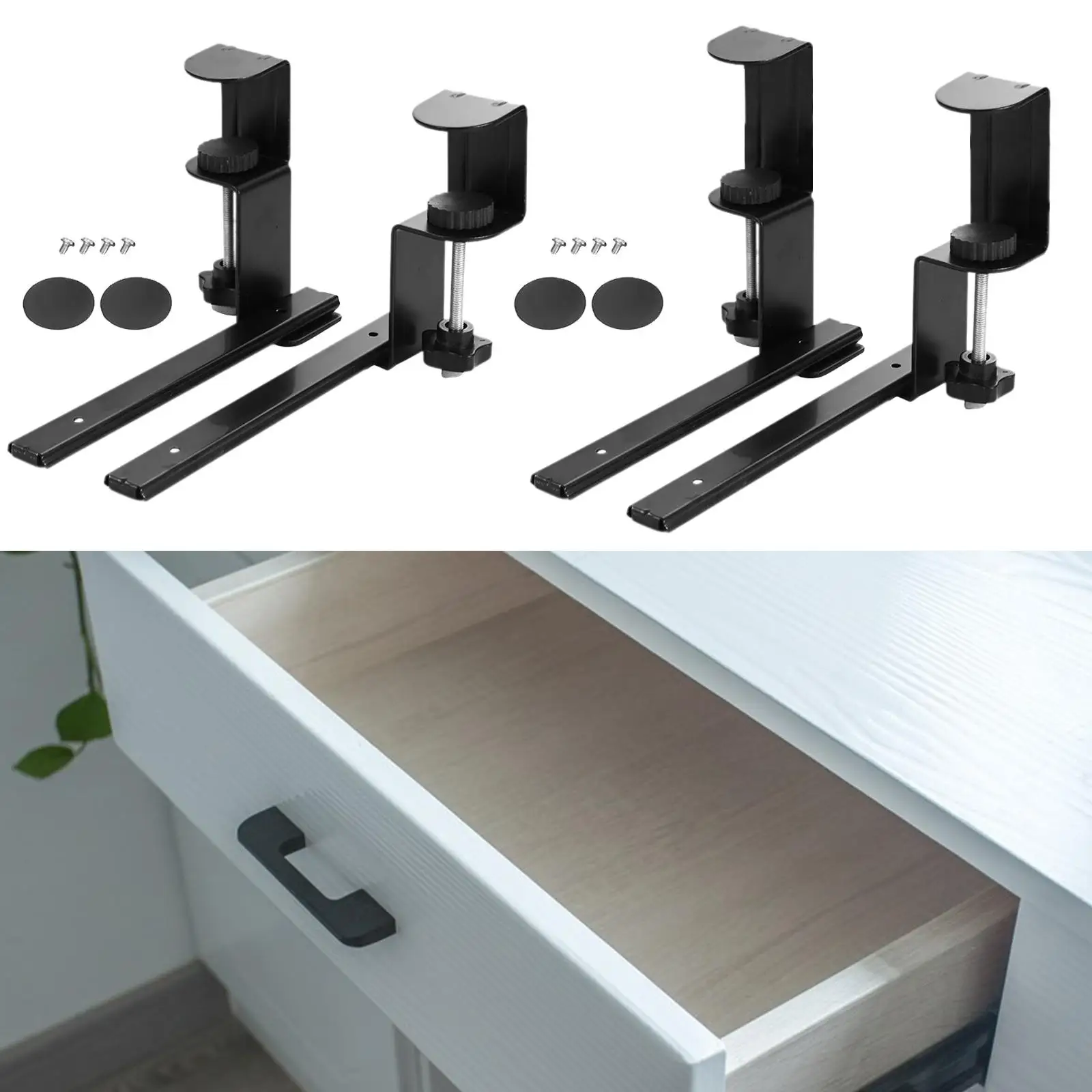 Keyboard Tray Under Desk Mount Bracket Heavy Duty Slide Rail Steel Platform Ergonomic Drawer Support for Computer Desk