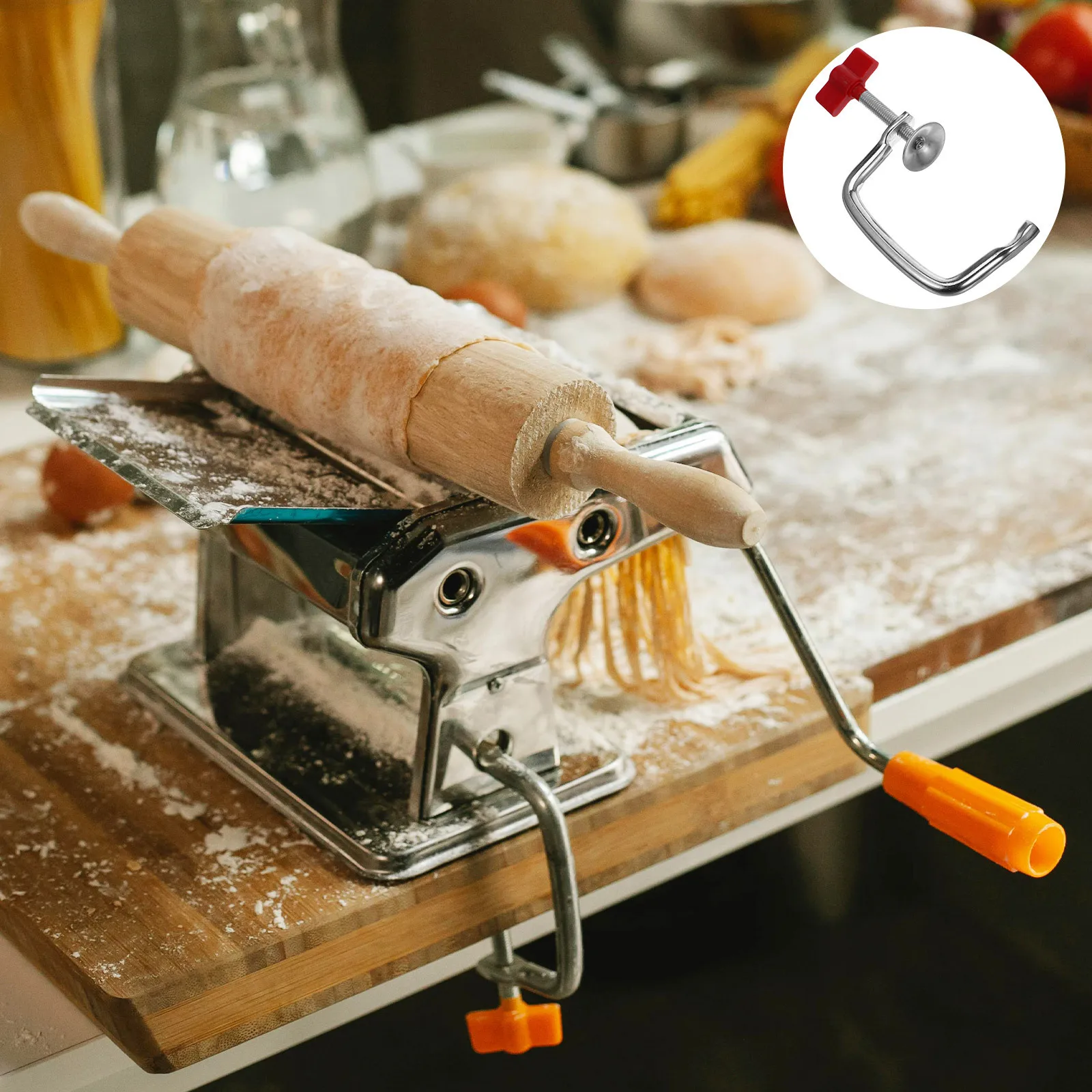 

2Pcs Pasta Maker Accessories - Universal Fit Replacement Handle and Clip - Effortless Installation Detachable Design for Manual