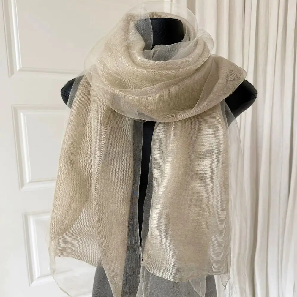 Fashion Silk Blend Women's Scarf Lightweight Double Layer Silk Scarf Long Thin Scarf Shawl Spring Autumn Outfit
