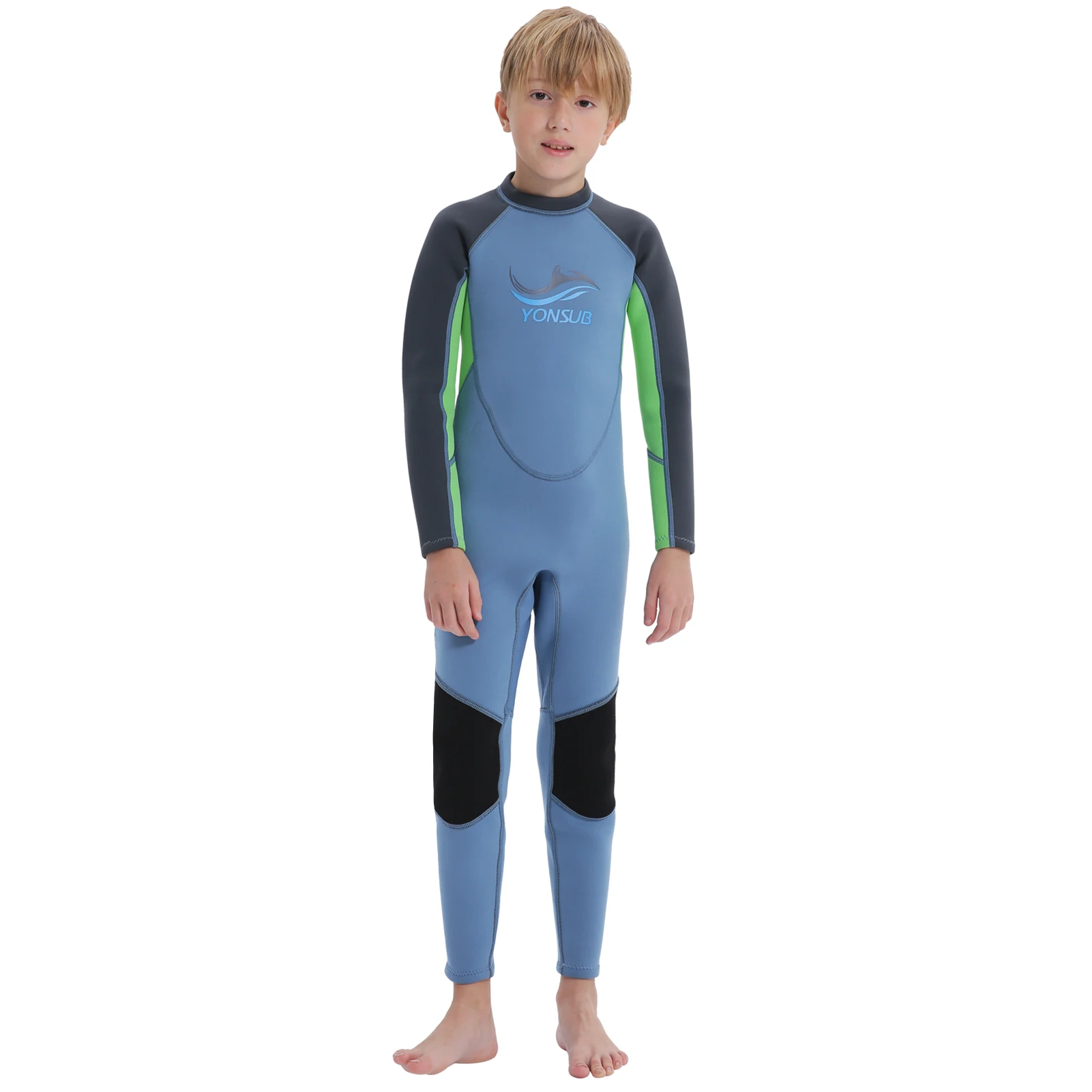 Kids Wetsuits Long Sleeve One-Piece 2mm Neoprene Thermal Warm Boys Jumpsuit Back Zip Toddlers Diving Surfing Swimming Wear