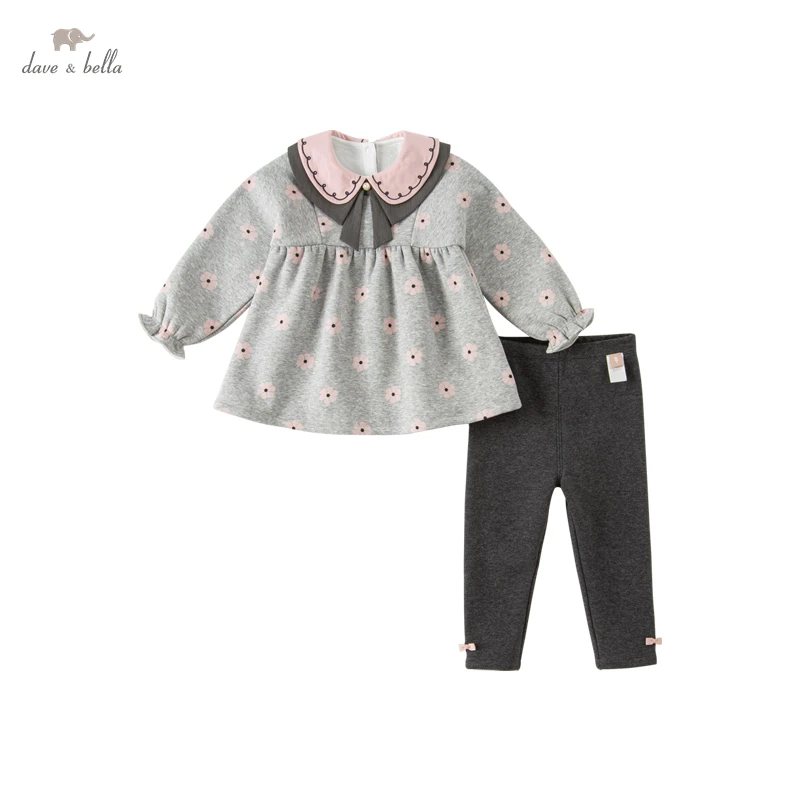 

Dave Bella Girl Clothes Set Autumn Long-sleeve Print Blouses + Pants 2pcs Casual Boutique Children's Clothes DB4224055