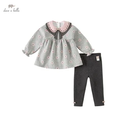 Dave Bella Girl Clothes Set Autumn Long-sleeve Print Blouses + Pants 2pcs Casual Boutique Children's Clothes DB4224055