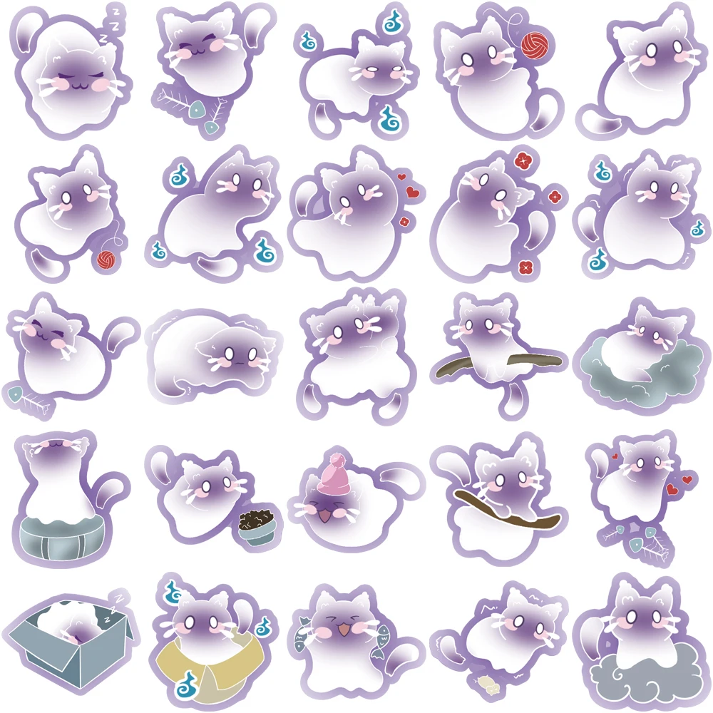 50PCS Creative Spirit Cat Cute Ins Style Stickers Decorative Phone Cases Notebook Water Cups DIY Stickers