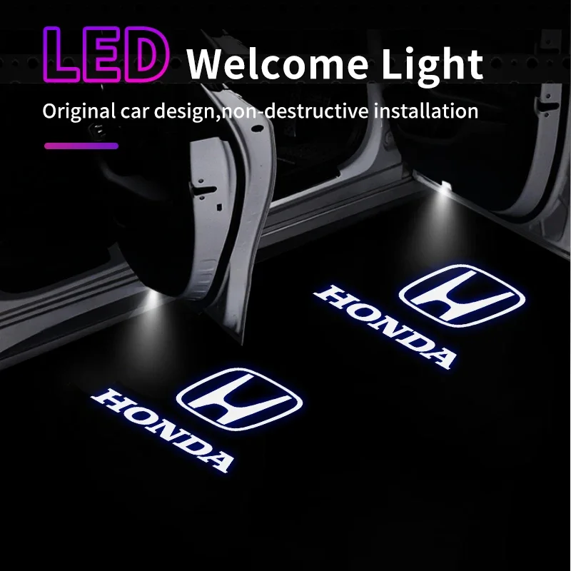 Car Door Projector Lamps LED Welcome Shadow Lights For Honda Civic Accord Odyssey Crosstour CR-Z Elysion Spirior Insight UR-V