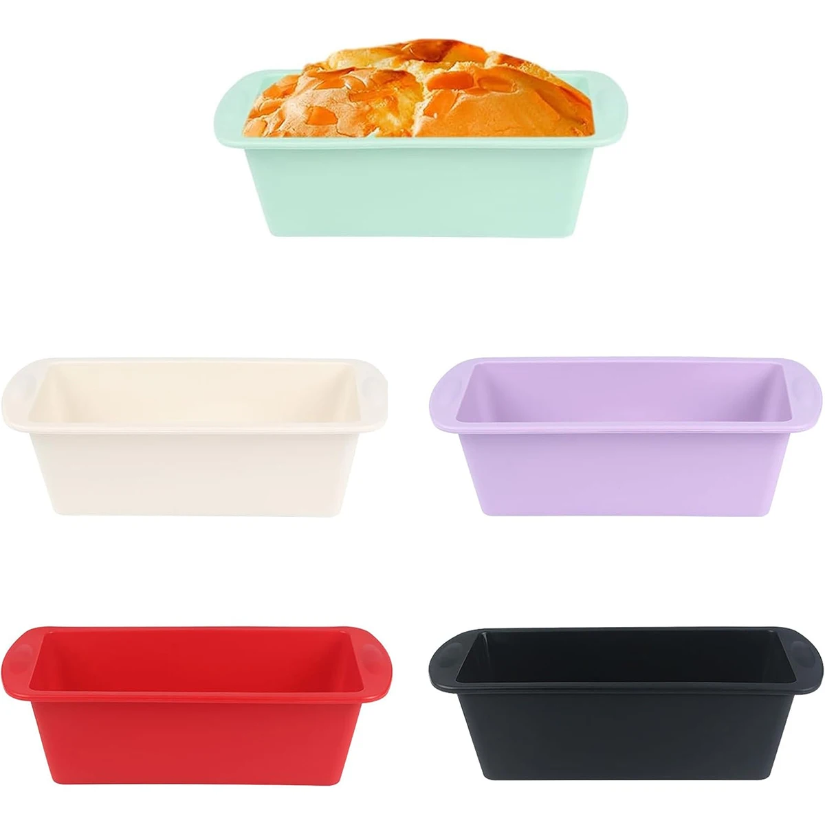 1/4 pack of silicone baking pans, non-stick bread baking molds, rectangular toast molds for making bread and cakes, reusable silicone baking pans for ovens and air fryers