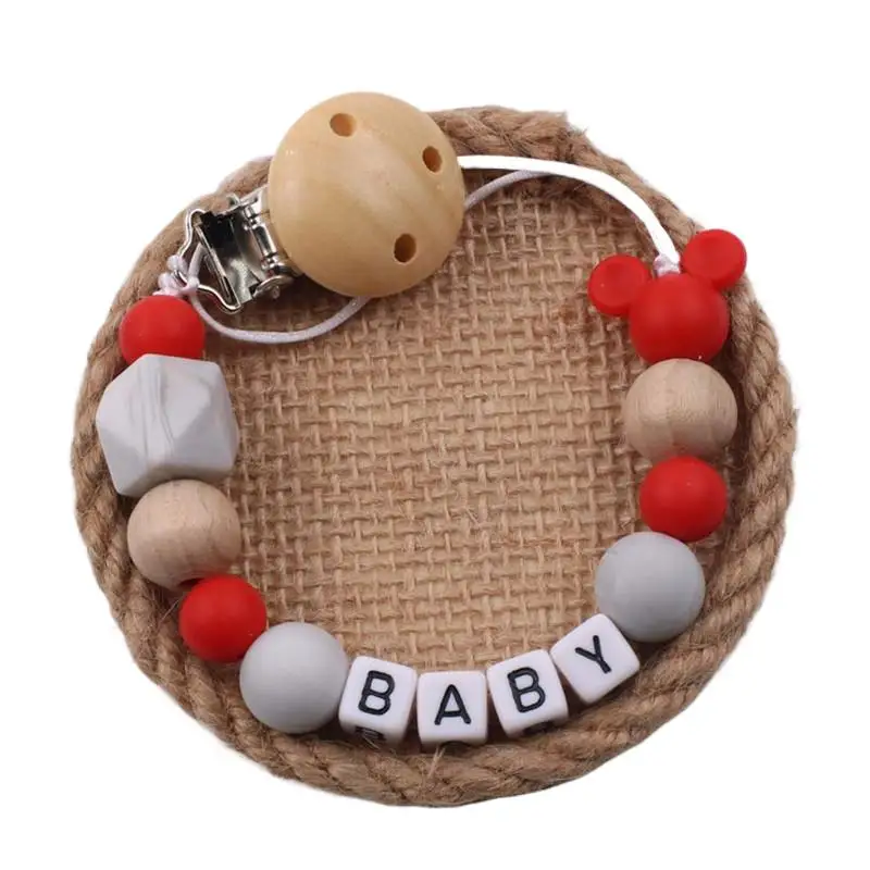 Personalized Mouse Baby Pacifier Clip, Custom Name Silicone Dummy Chain, BPA Free Soother Holder, Newborn Baby Shower Gift