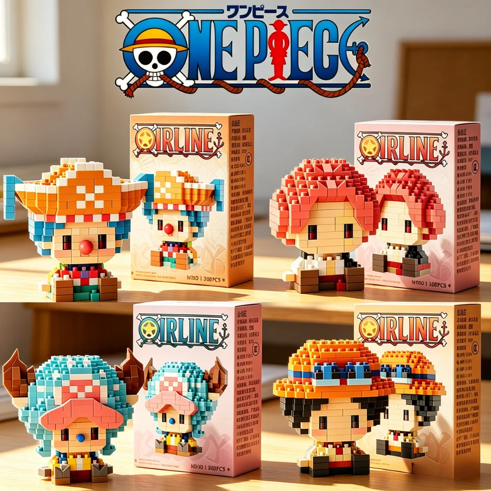 HOT ONE PIECE Sun God Nika Luffy Micro Building Block Chopper Ace Buggy 3D Anime Model Assembly Mini Bricks Figure Toys For Gift