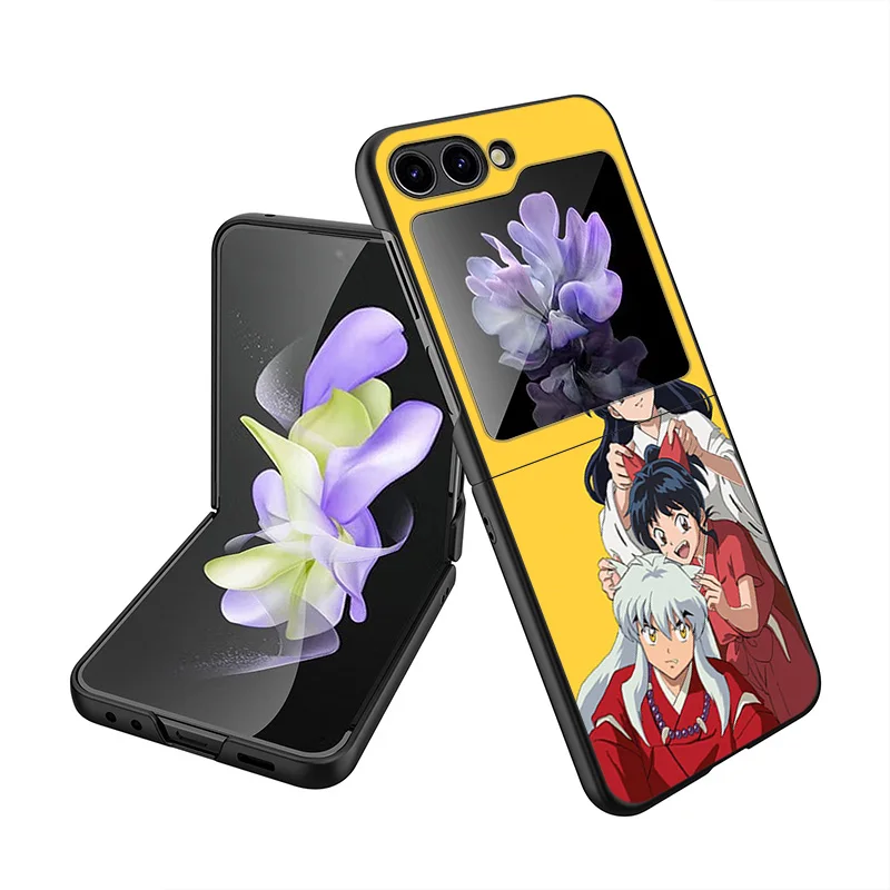 Black Matte Phone Case For Samsung Galaxy Z Flip6 Flip 6 5 4 3 Flip3 Flip4 Flip5 5G Inuyasha Anime Sesshomaru Hard Shell Cover