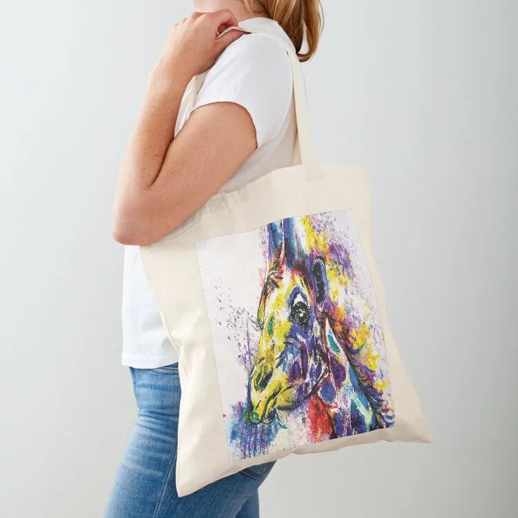Kooky Kreatures 'Ginny: La jirafa morada' Impresión de caricatura — Arte de Paquita Tote Bag, bolso tote grande, bolso tote de lona