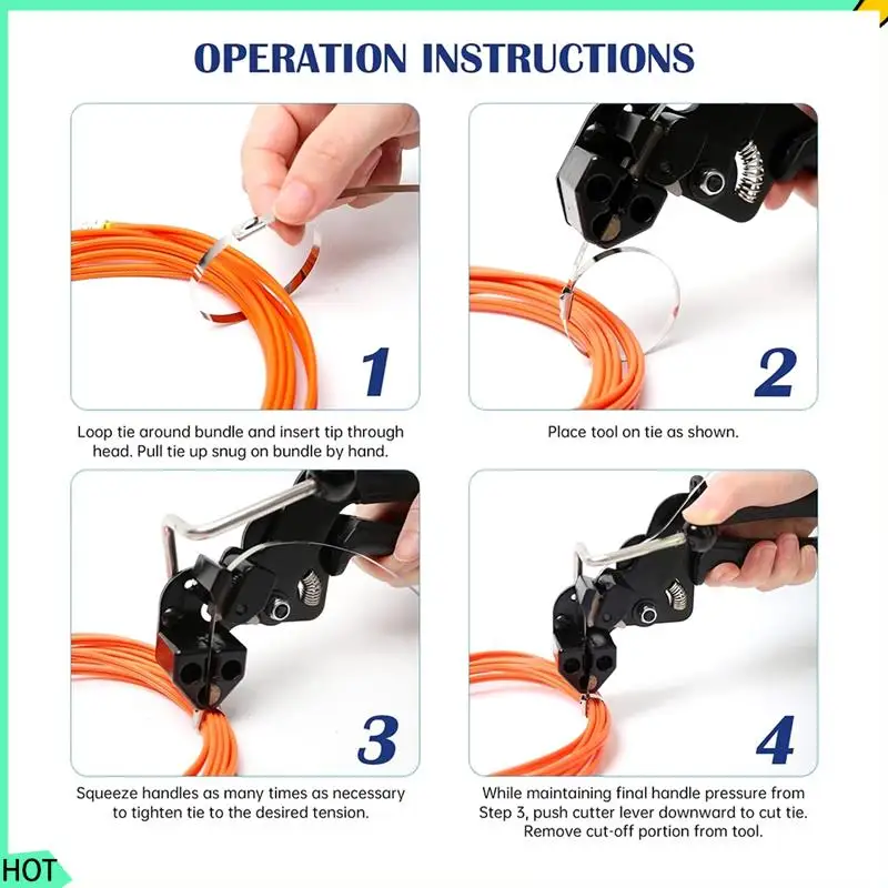 AWAH Metal Zip Ties Cutter Stainless Steel Cable Tie Cutting Tool With 100PCS Cable Tie For Self-Locking Zip Ties Black