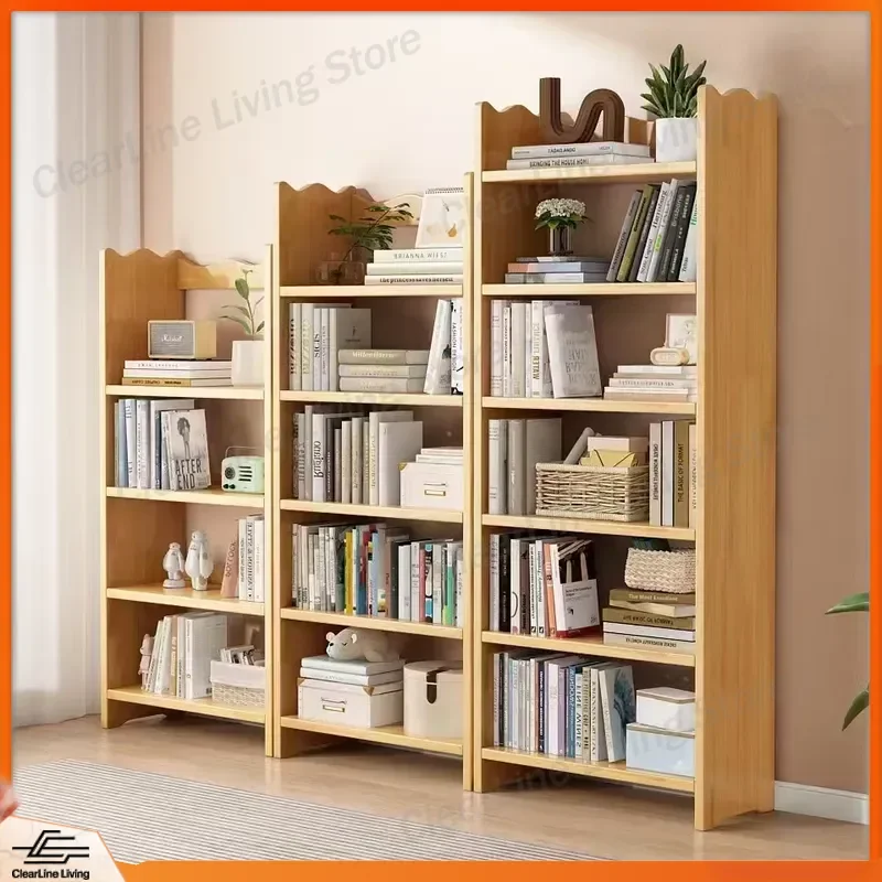 Comic Style Wooden Bookshelf Multi Layer Display Rack Simple Living Room Furniture Storage Locker Home Decor Bookcase