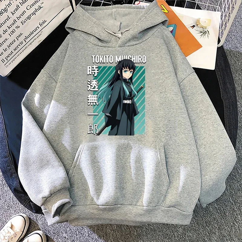 Hoodies for Men and Women Japanese Anime Demon Slayer Harajuku Muichiro Tokito Graphic Print Sweatshirt Casual Pullover