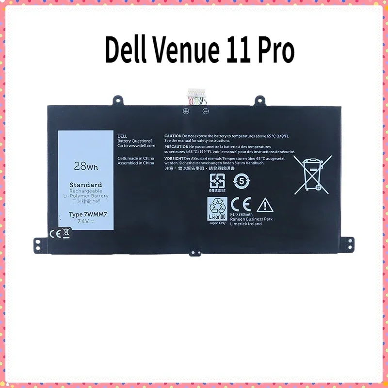 High Quality Laptop Battery For Dell Venue 11 Pro Tablet Keyboard Battery V11 Pro Keyboard Battery 7WMM7 28WH 7.4V 3760mAh