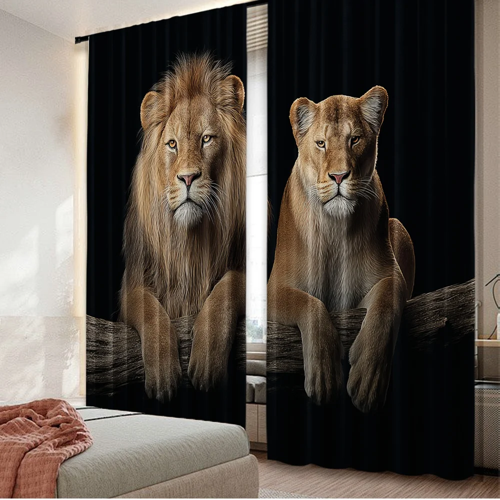 2D flat printing 2pcs Curtains yueshan536 Digital Printed Polyester Drapes Seasonal Party & Holiday Decor for Festive Portraits