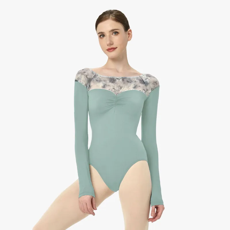 

Новый балетный трико с длинными рукавами, женский купальник с вырезом лодочкой, балерина, танцевальная одежда, гимнастический купальник, колготки для йоги, костюм, балетное боди