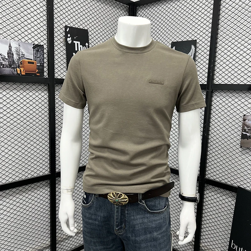 2026 Summer New Men's Short Sleeve T Shirt Trendy Brand Cool Fashion Youth Versatile Crew Neck Loose Minimal Label Casual Tops
